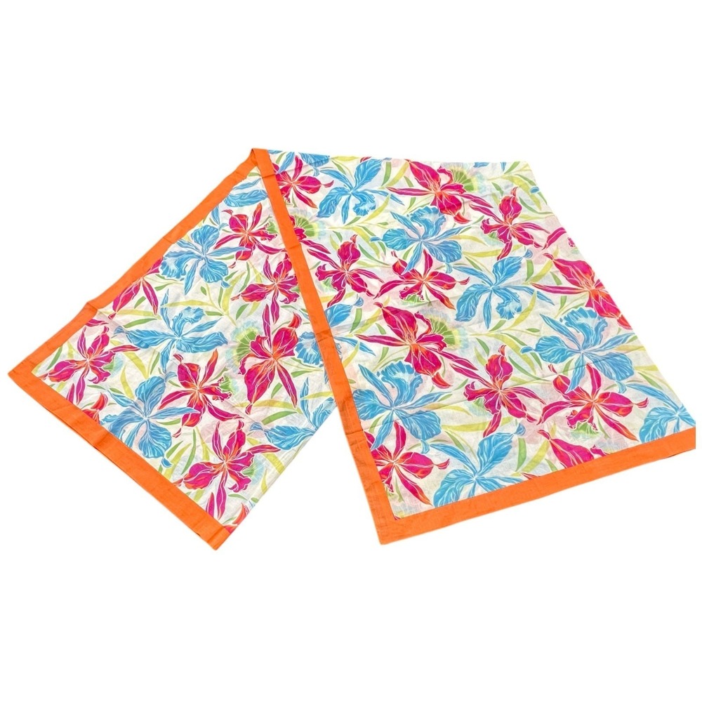 Talbots Tropical Print Cotton Scarf or Wrap 42 x 63" Large Multicolor Floral
